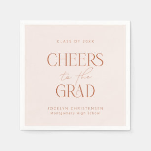 Blush Terracotta Personalised Cheers Grad Party Napkin