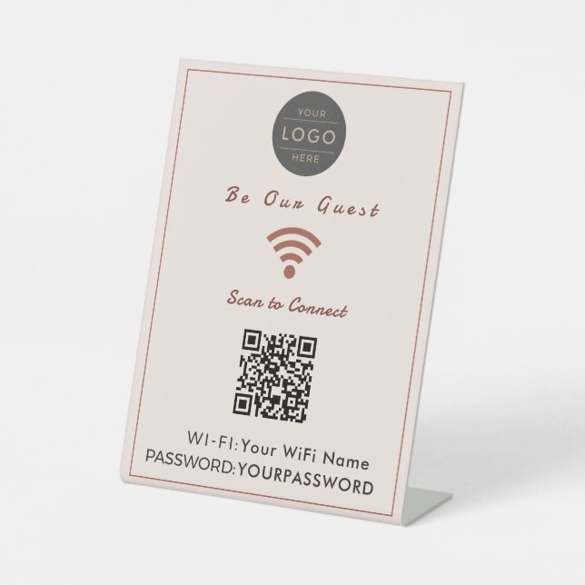 Blush Terracotta QR Code WiFi Sign (Front)