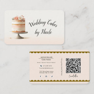 Blush Tier Cake Bakery Social Media Connection QR  Business Card