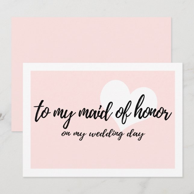Blush To my maid of honour on my wedding day Invitation (Front/Back)