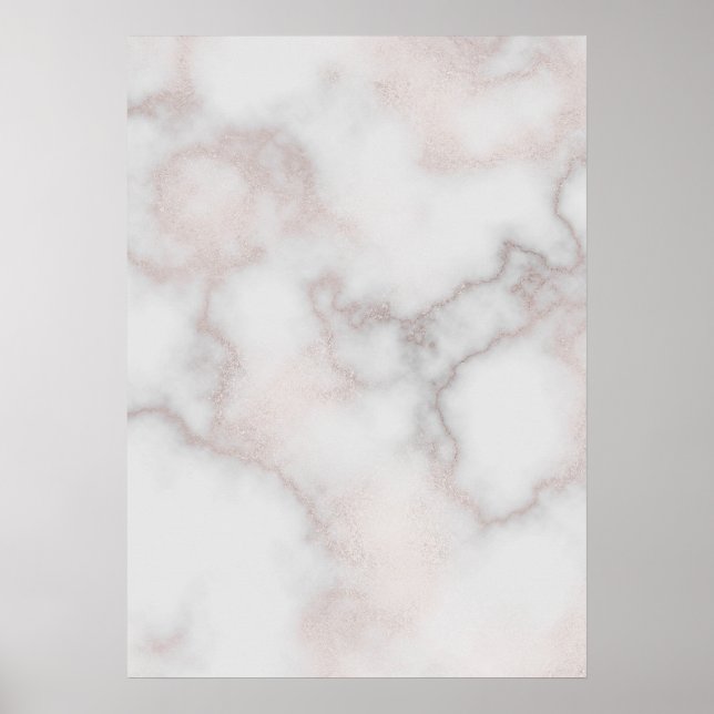 Blush tones pink rose gold white marble pattern poster (Front)