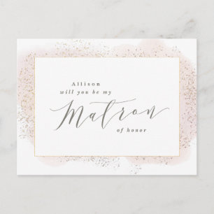 BLUSH TOUCH MATRON OF HONOR POSTCARD. INVITATION POSTCARD
