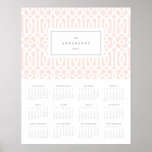 Blush Trellis 16x20 2017 Yearly Calendar Poster