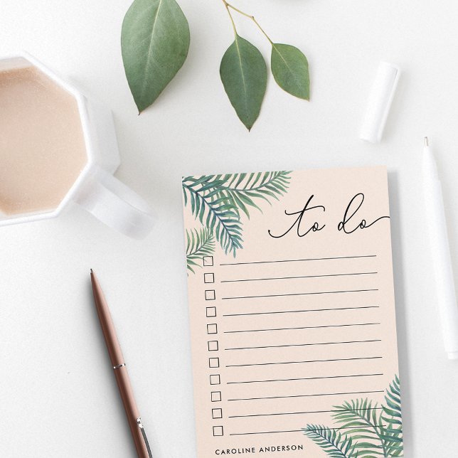 Blush | Tropical Foliage Personalised To-Do List Post-it Notes (Creator Uploaded)