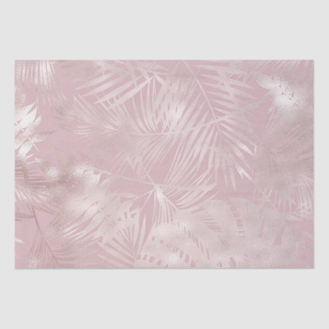 blush tropical foliage rose gold faux foil tissue paper (Front)