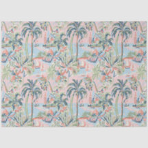 Blush Tropical Toile Tissue Paper, Palms and Sailb