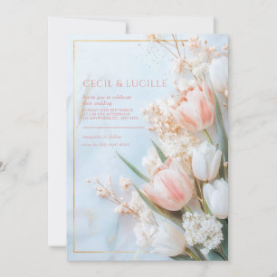 Blush Tulip Floral Wedding Invitation