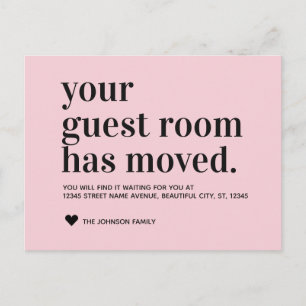 Blush Typography Guest Room Moving Announcement