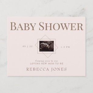 Blush Ultrasound Coming Soon Baby Shower Gold Text Postcard