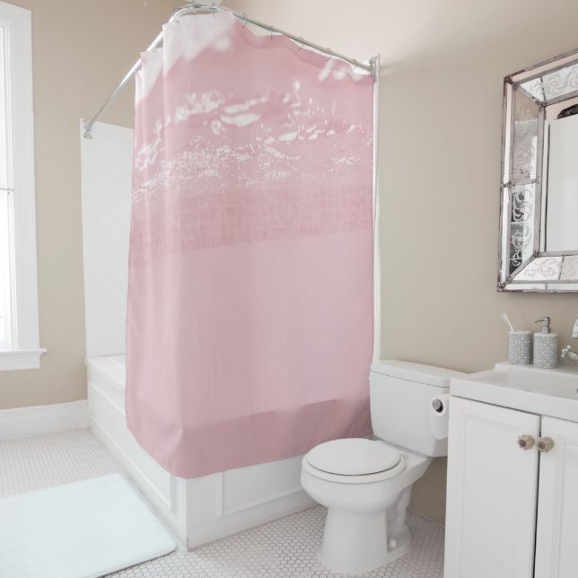 Blush Underwater Pool Glam 2 Shower Curtain (In Situ)