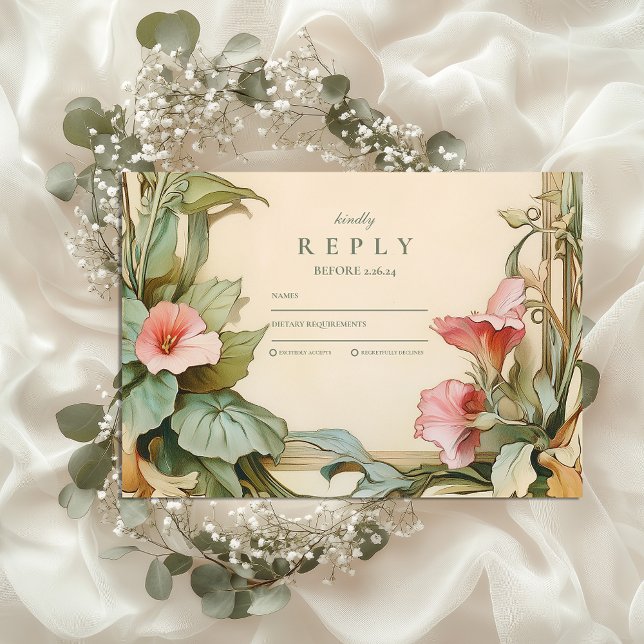 Blush Vine Frame wedding RSVP Card (Creator Uploaded)