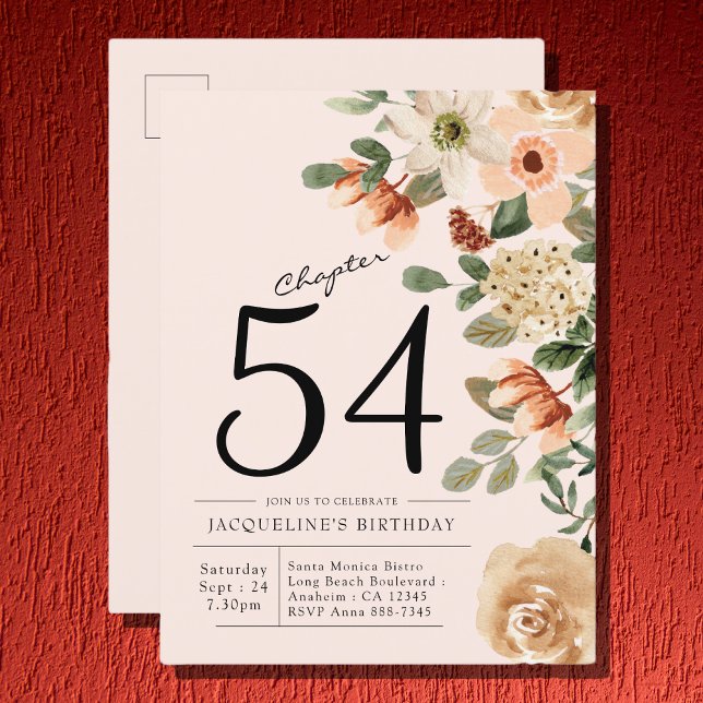 Blush Vintage Floral Birthday Invitation Postcard (Creator Uploaded)
