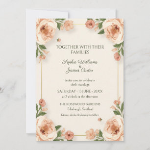 Blush Vintage Rose Gold Wedding Invitation