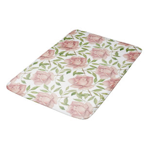 Blush Violet Watercolor Roses Bath Mat