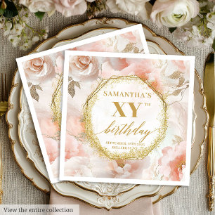 Blush Watercolor 80 Birthday Napkins Personalized
