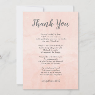 Blush watercolor Baby Shower Thank you note + poem Card