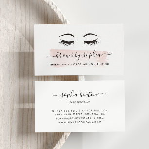 Blush Watercolor Brow Services Business Card