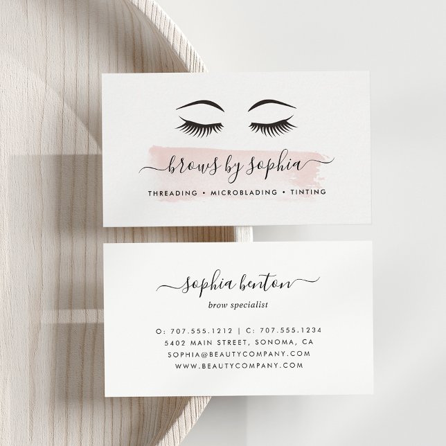 Blush Watercolor Brow Services Business Card (Creator Uploaded)