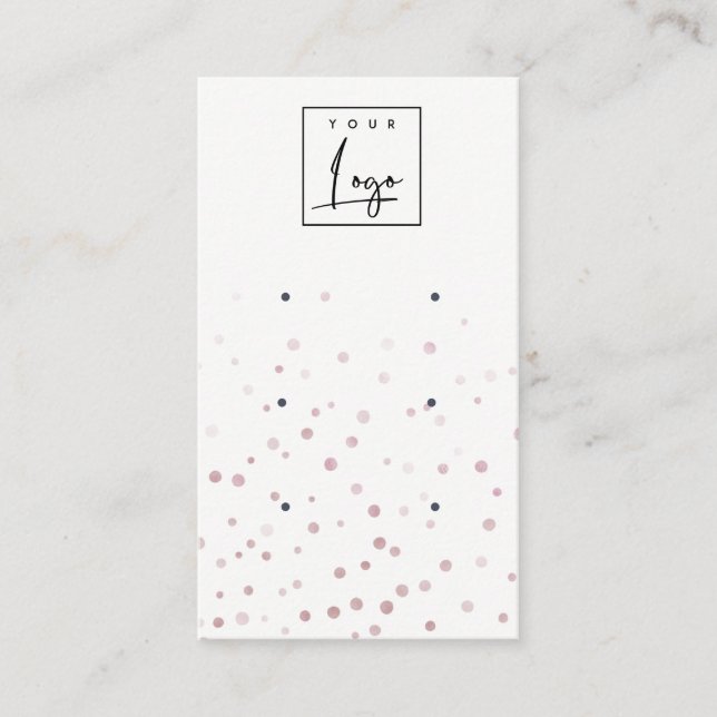 Blush Watercolor Confetti Logo 3 Earring Display Business Card (Front)
