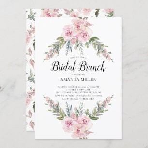 Blush Watercolor Floral Bridal Brunch Invitation