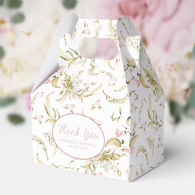 Blush Watercolor Floral Bridal Shower Gable Favour Box (Creator Uploaded)