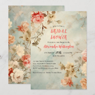 Blush Watercolor Floral Bridal Shower Invitation