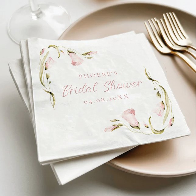 Blush Watercolor Floral Bridal Shower Napkin (Creator Uploaded)