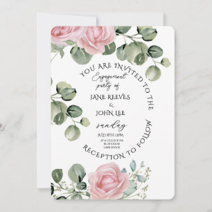 Blush Watercolor Floral Engagement Party Invitation