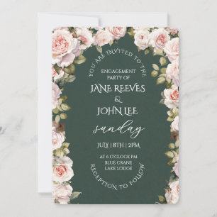 Blush Watercolor Floral Engagement Party Invitation