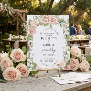Blush Watercolor Floral Engagement Party Invitation