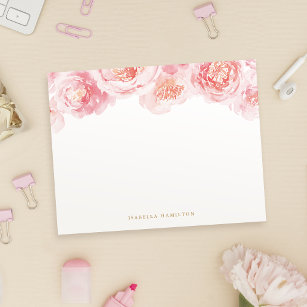 Blush watercolor floral Personalised Stationery Card