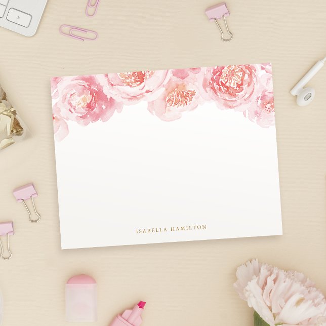 Blush watercolor floral Personalised Stationery Card (Blush watercolor floral Personalized Stationery Note Card)