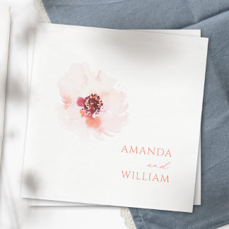 Blush Watercolor Floral Wedding Napkins