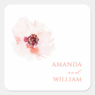 Blush Watercolor Floral Wedding Sticker