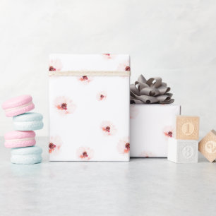 Blush Watercolor Floral Wedding Wrapping Paper