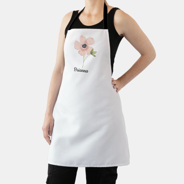 Blush Watercolor Flower Name Apron (Insitu)