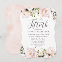 Blush Watercolor Flowers 50th Birthday Party