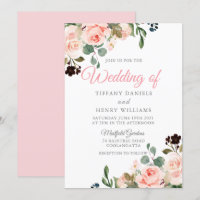 Blush Watercolor Flowers Modern Wedding Design