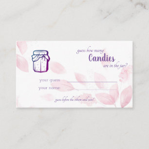 Blush Watercolor Leaves How Many Candies Place Card