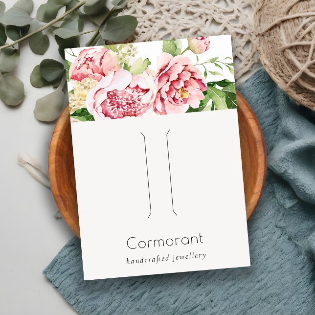 Blush Watercolor Peony Floral Hairclip Pin Display Business Card (Creator Uploaded)