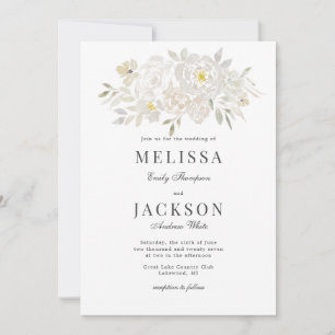 Blush Watercolor Roses Wedding Invitation 