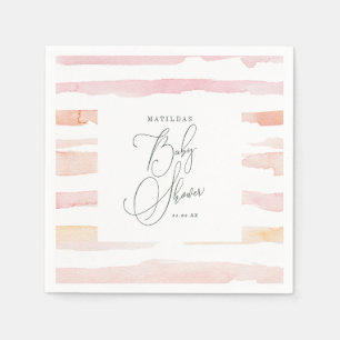 Blush watercolor stripe Baby shower Napkin