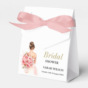 Blush Watercolor Wedding Gown Bridal Shower  Favour Box