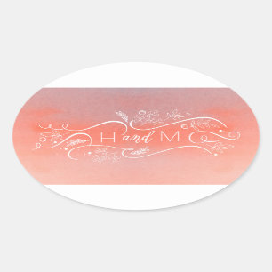 Blush Watercolors Elegant Modern Wedding Oval Sticker