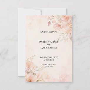 Blush Watercolour Floral Wedding Save The Date