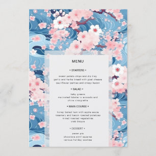 Blush Waves Sakura Blossom Modern Wedding Menu