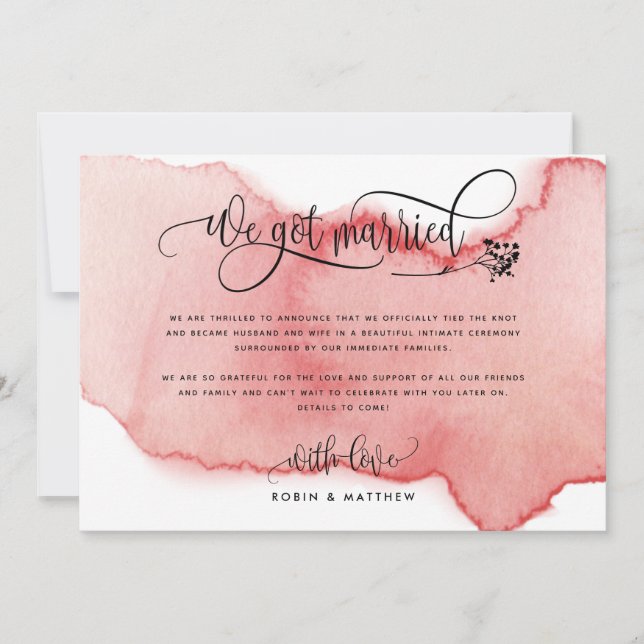 Blush, We Got Married Wedding, Elope Announcement (Front)