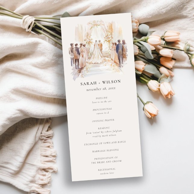 Blush Wedding Canopy Ceremony Wedding Program Invitation (Creator Uploaded)