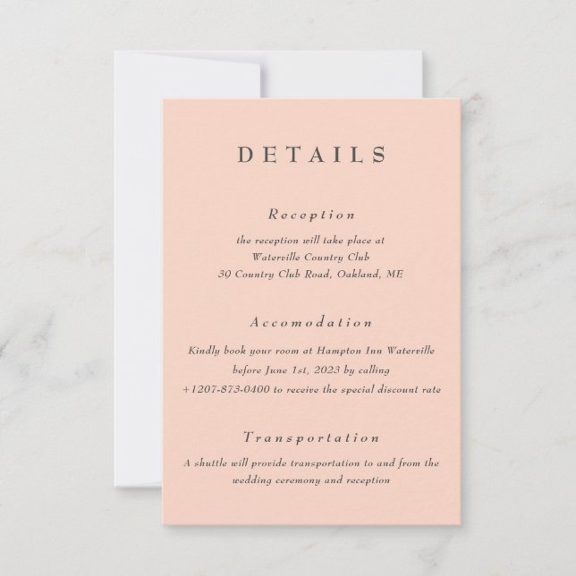 Blush Wedding Details Qr Code Enclosure Card (Front)