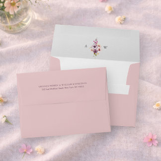 Blush Wedding Envelope with Floral Liner 